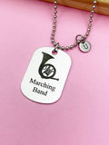 Silver Marching Band French Horn Charm Necklace or Keychain Gifts Idea Personalized Customized Made to Order Jewelry, D397