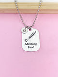 Silver Marching Band Clarinet Charm Necklace or Keychain Band Gifts Idea Personalized Customized Made to Order Jewelry, D398