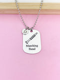 Silver Marching Band Clarinet Charm Necklace or Keychain Band Gifts Idea Personalized Customized Made to Order Jewelry, D398