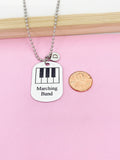 Silver Marching Band Keyboard Charm Necklace or Keychain Gifts Idea Personalized Customized Made to Order Jewelry, D400