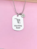 Silver Marching Band Alto Saxophone Charm Necklace or Keychain Gifts Ideas Personalized Customized Made to Order Jewelry, D403