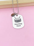 Silver Marching Band Snare Drums Necklace or Keychain Gifts Ideas Personalized Customized Made to Order Jewelry, D406