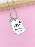 Silver Marching Band Trumpet Necklace or Keychain Gifts Ideas Personalized Customized Made to Order Jewelry, D409