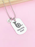 Silver Marching Band French Horn Charm Necklace or Keychain Gifts Idea Personalized Customized Made to Order Jewelry, D397