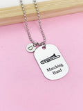 Silver Marching Band Trombone Necklace or Keychain Gifts Idea Personalized Customized Made to Order Jewelry, D411
