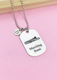 Silver Marching Band Trombone Necklace or Keychain Gifts Idea Personalized Customized Made to Order Jewelry, D411