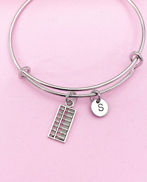 Silver Abacus Bookkeeping Charm Bracelet Gifts Ideas Personalized Customized Monogram Made to Order Jewelry, N1500