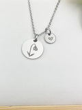 Silver Snowdrop Flower Charm Necklace Personalized Customized Monogram Made to Order Jewelry, N3826A