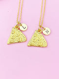 Gold Pizza Charm Necklace Personalized Customized Monogram Made to Order Jewelry, N849