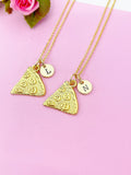 Gold Pizza Charm Necklace Personalized Customized Monogram Made to Order Jewelry, N849