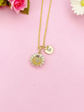 Gold Daisy Charm Necklace, Personalized Gifts, N1965