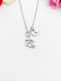 Silver Cute Witch in Training Charm Necklace Personalized Customized Monogram Made to Order Jewelry, N3709