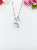 Silver Cute Witch in Training Charm Necklace Personalized Customized Monogram Made to Order Jewelry, N3709