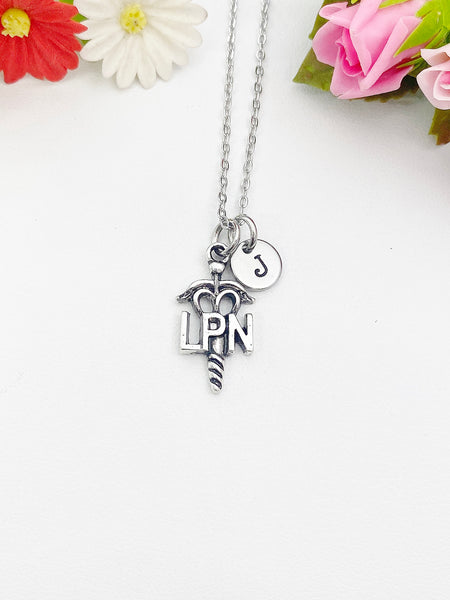 Silver Licensed Practical Nurse LPN Charm Necklace Personalized Customized Monogram Made to Order Jewelry, N1876B