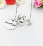 Gym Weight Training Kettlebell Beautiful Charm Necklace Personalized Customized Monogram Made to Order Jewelry, N2594B