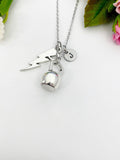 Gym Weight Training Kettlebell Lightning Charm Necklace Personalized Customized Monogram Made to Order Jewelry, N2594C