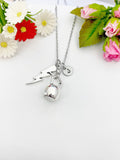 Gym Weight Training Kettlebell Lightning Charm Necklace Personalized Customized Monogram Made to Order Jewelry, N2594C