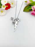Silver Gym Weight Training Dumbbell Lightning Charm Necklace Personalized Customized Monogram Made to Order Jewelry, N987B