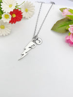 Silver Lightning Charm Necklace Personalized Customized Monogram Made to Order Jewelry, N307B