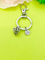 Silver Diamond Charm Keychain Gifts Personalized Customized Monogram Made to Order Jewelry, N5438