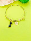 Gold Black Cat Bracelet Personalized Customized Monogram Made to Order Jewelry, N1029