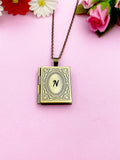 Miniature Book Locket Necklace, Personalized Customized Monogram Made to Order Jewelry, AN2130