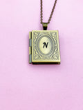 Miniature Book Locket Necklace, Personalized Customized Monogram Made to Order Jewelry, AN2130