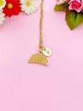 Gold Croissant Charm Necklace Gifts Ideas Personalized Customized Monogram Made to Order Jewelry, AN3580