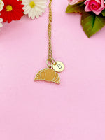Gold Croissant Charm Necklace Gifts Ideas Personalized Customized Monogram Made to Order Jewelry, AN3580