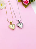 Gold or Silver TINY Heart Locket Necklace Personalized Customized Monogram Made to Order Jewelry, D392AB