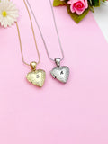 Gold or Silver TINY Heart Locket Necklace Personalized Customized Monogram Made to Order Jewelry, D392AB