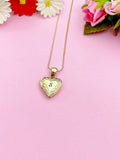Gold TINY Heart Locket Necklace Valentine Gift Ideas, Personalized Customized Monogram Made to Order Jewelry, D392GA