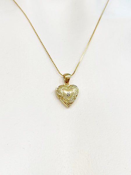 Gold TINY Heart Locket Necklace Valentine Gift Ideas, Personalized Customized Monogram Made to Order Jewelry, D392GA