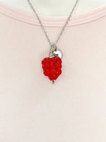Silver Red Raspberry Charm Necklace Gifts Ideas Personalized Customized Monogram Made to Order Jewelry, AN5304