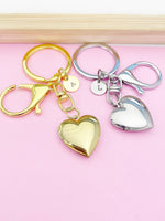 Gold or Silver Heart Locket Keychain Gift Ideas Personalized Customized Monogram Made to Order Jewelry, AN5179
