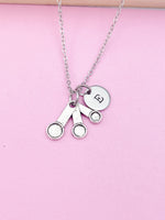 Silver Baker Measuring Spoon Charm Necklace Gift Ideas Personalized Customized Monogram Made to Order Jewelry, N103