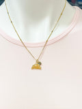 Gold Croissant Charm Necklace Gift Ideas Personalized Customized Monogram Made to Order Jewelry, BN3580