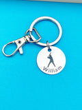 Silver Baseball Keychain Gift Ideas Personalized Customized Monogram Made to Order Jewelry, D196A