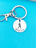 Silver Baseball Keychain Gift Ideas Personalized Customized Monogram Made to Order Jewelry, D196A