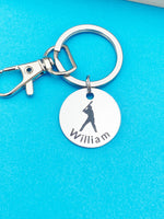 Silver Baseball Keychain Gift Ideas Personalized Customized Monogram Made to Order Jewelry, D196A