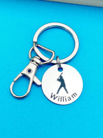 Silver Baseball Keychain Gift Ideas Personalized Customized Monogram Made to Order Jewelry, D196A