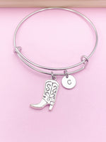 Silver Boot Charm Bracelet Gifts Ideas Personalized Customized Monogram Made to Order Jewelry, AN5041