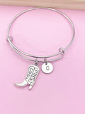 Silver Boot Charm Bracelet Gifts Ideas Personalized Customized Monogram Made to Order Jewelry, AN5041