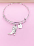 Silver Boot Charm Bracelet Gifts Ideas Personalized Customized Monogram Made to Order Jewelry, AN5041