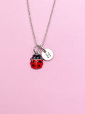Silver Cute TINY Red Ladybug Insect Charm Necklace Gift Ideas Christmas Gifts, AN4555