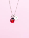 Silver Cute TINY Red Ladybug Insect Charm Necklace Gift Ideas Christmas Gifts, AN4555