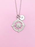 Silver Compass North Star Guide Charm Necklace Gift Ideas Personalized Customized Monogram Made to Order Jewelry, AN1123