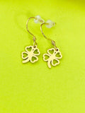 Gold Clover Charm Earrings Personalized Customized Made to Order Jewelry, N5439