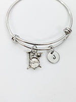 Silver Drum Set Bracelet Personalized Customized Monogram Made to Order Jewelry, N4787A