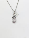 Silver Pineapple Charm Necklace Personalized Customized Monogram Made to Order Jewelry, N4459E